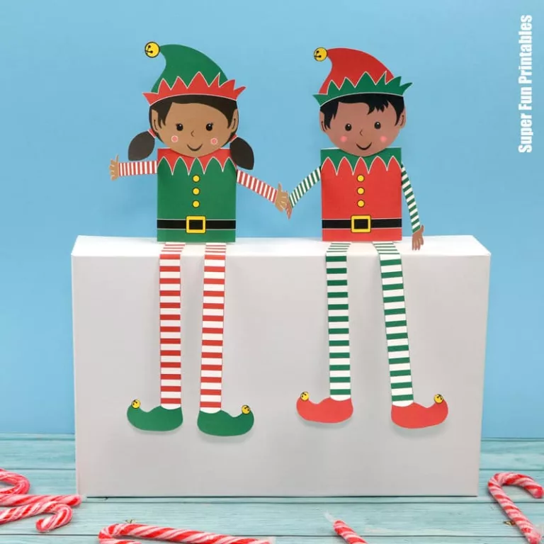 Paper shelf elves Christmas craft for kids