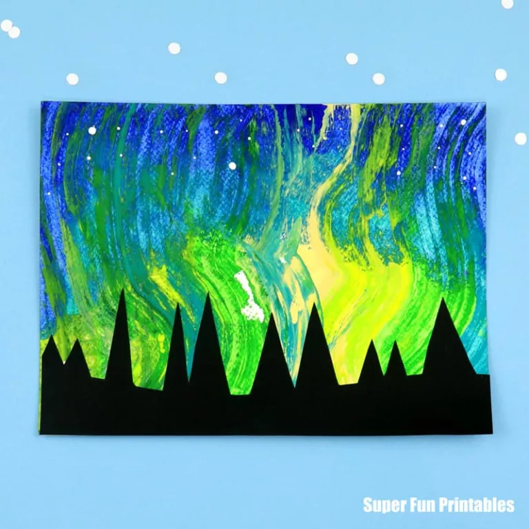 Aurora borealis scrape art landscape