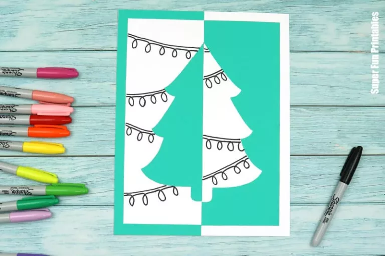Christmas positive negative pattern art steps
