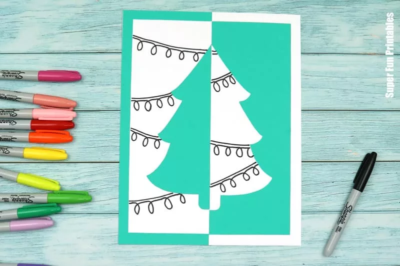 Christmas positive negative pattern art steps
