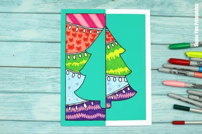 Christmas positive negative pattern art steps