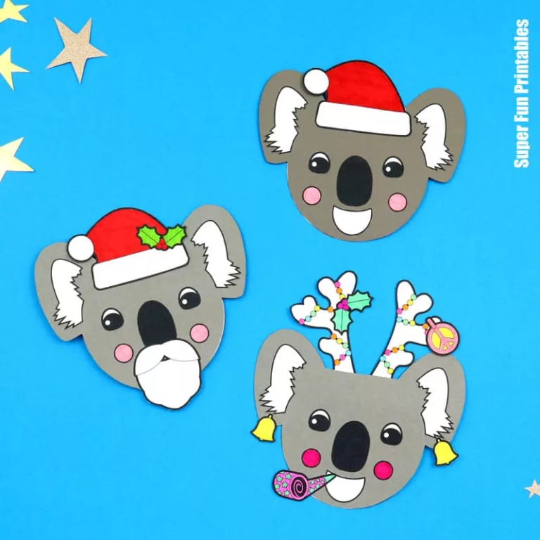Christmas festive koala card with Santa hats and antlers