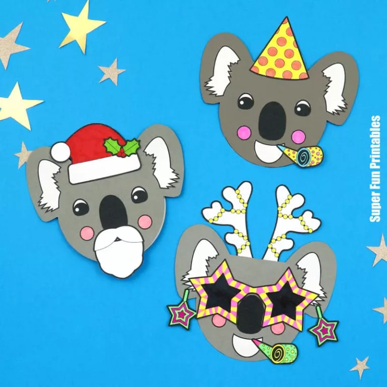 festive koala card for kids to make with mix and match Christmas and new year accessories