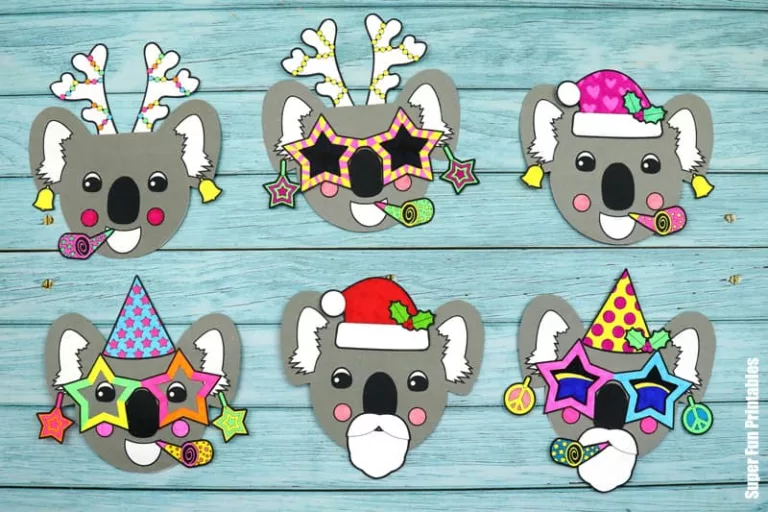 festive koala card for kids to make with mix and match Christmas and new year accessories