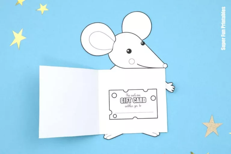 Inside of the colour-your-own Mouse gift card