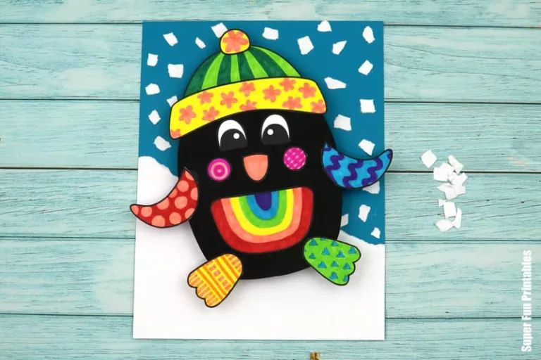 3D penguin pattern art steps