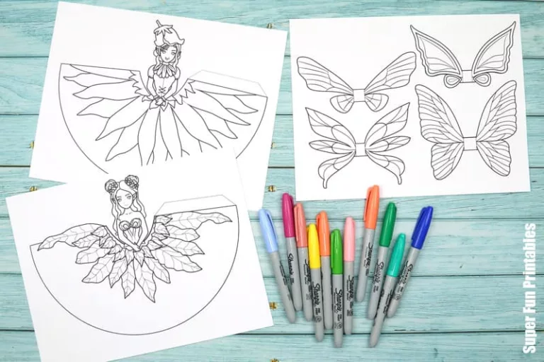 Printable paper fairy dolls craft for kids steps