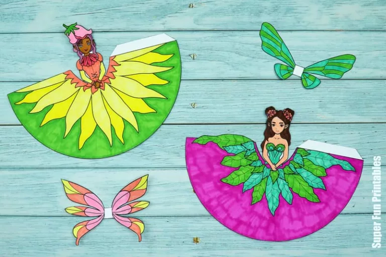 Printable paper fairy dolls craft for kids steps