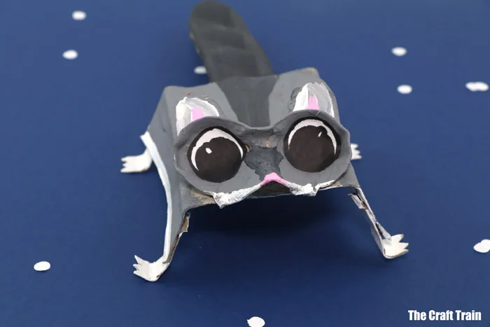 Cute sugar glider craft idea for kids from a recycled egg carton