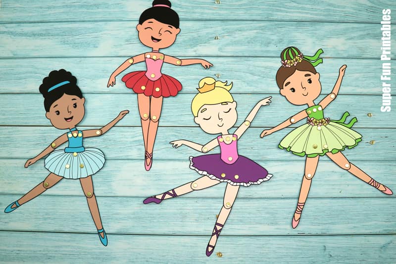 Completed paper ballerina dolls steps