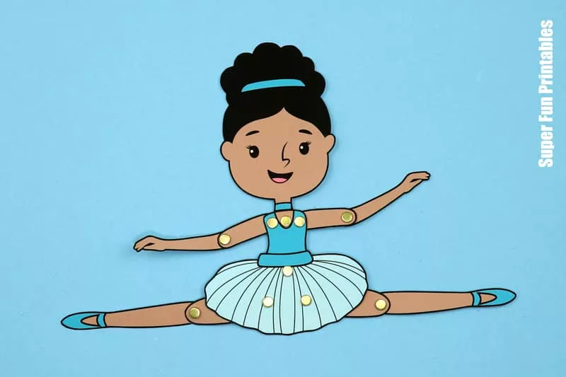 Ballerina paper doll in split position