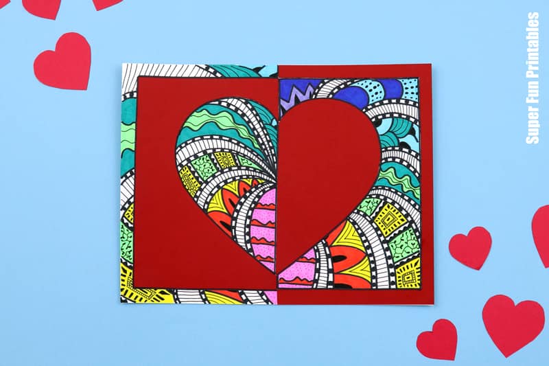 Valentines Heart Art project - create positive negative doodle heart art