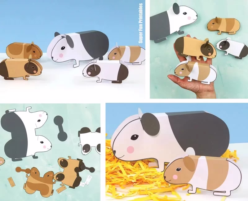 Printable paper guinea pigs DIY paper toy for kids