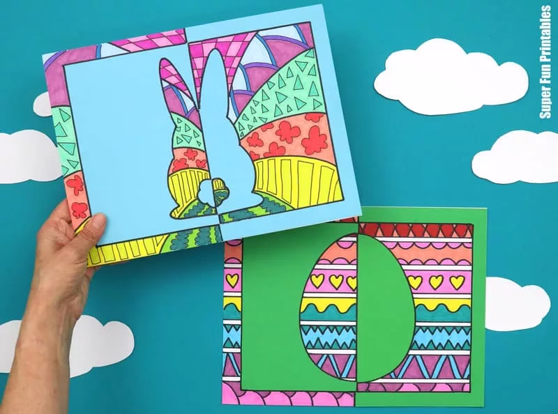 Easter Positive Negative Art with two printable designs to choose from—an egg and a bunny