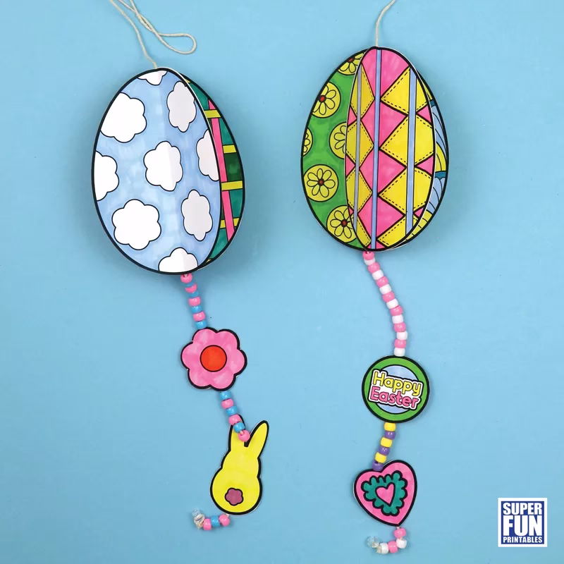 Spinning egg decoration printable template included in bundle