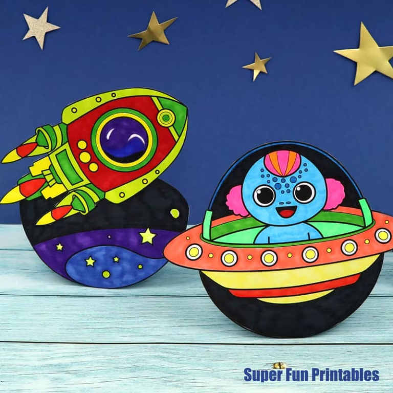 Space rocker paper craft for kids to make with printable template