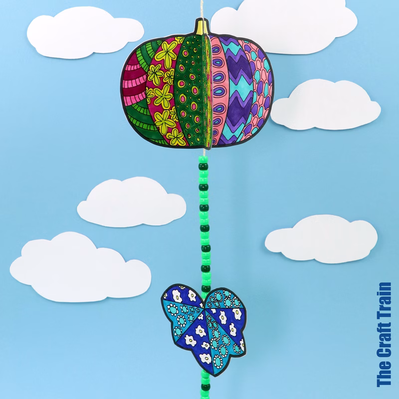Pattern art pumpkin spinner handing decoration for Autumn, Fall, harvest season, Thanksgiving and Halloween