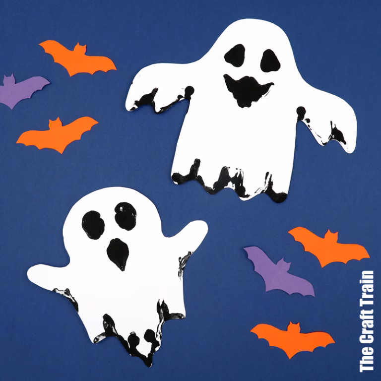 Squish Art ghost Halloween printable art activity for kids