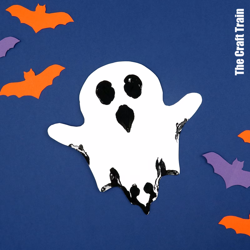 Squish Art ghost Halloween printable art activity for kids
