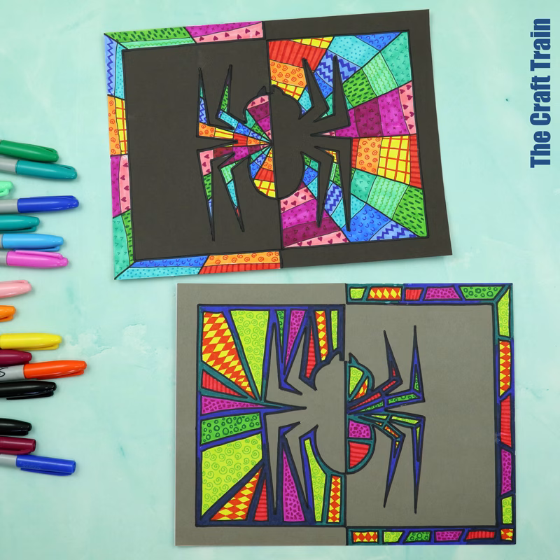 Pumpkin positive negative pattern art steps