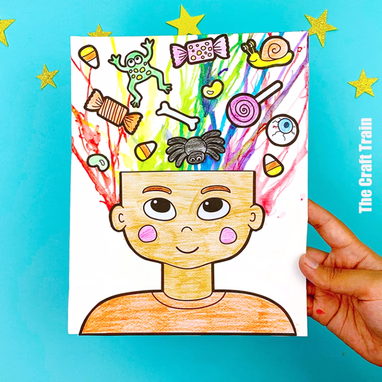 Halloween crazy hair blow art project