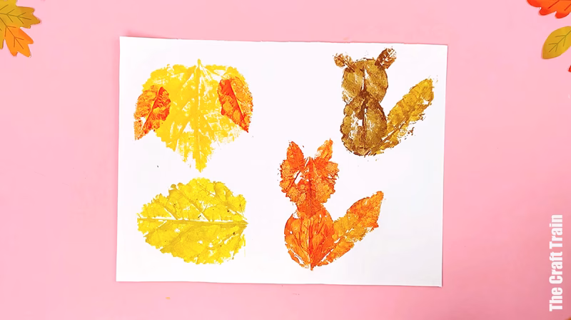 Leaf printing animal art activity steps