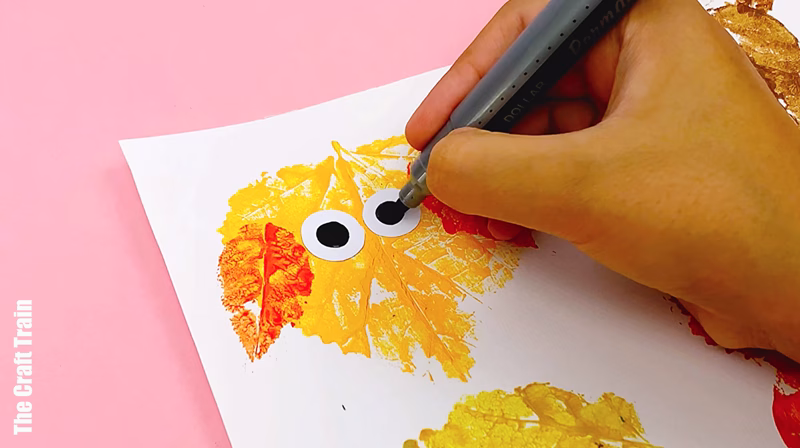 Leaf printing animal art activity steps