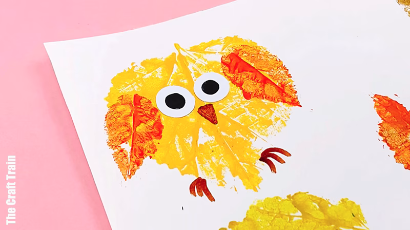Leaf printing animal art activity steps