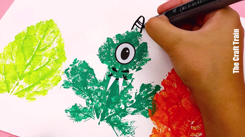Leaf print monster art