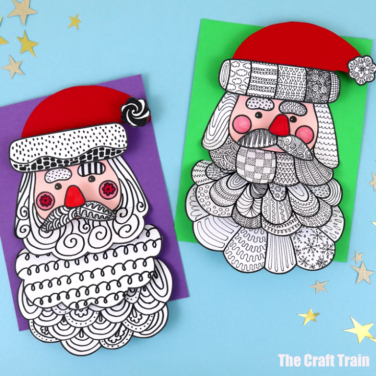 3D pattern art Santa activity for kids