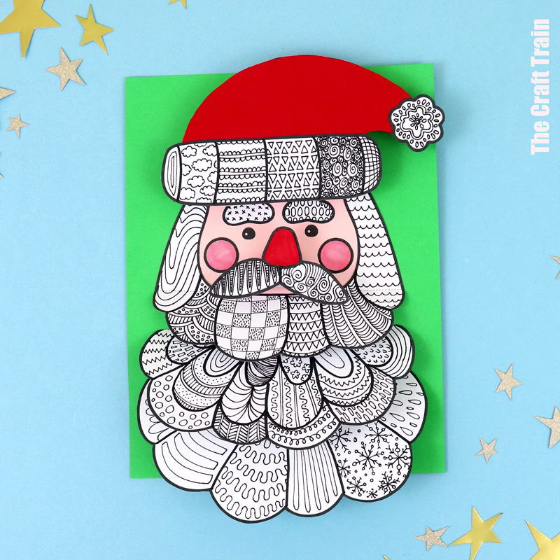 3D pattern art Santa activity for kids