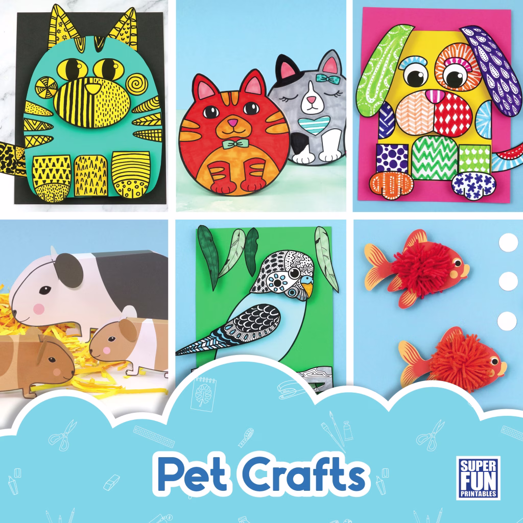 Pet crafts for Kids printable templates