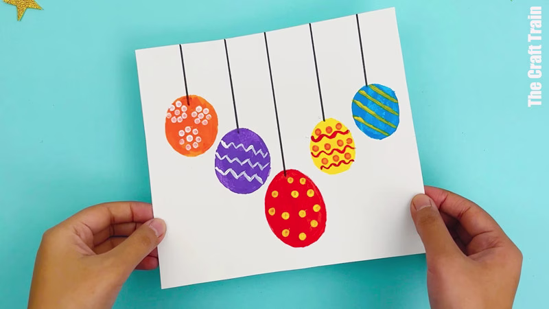 Potato stamp bauble art project for kids