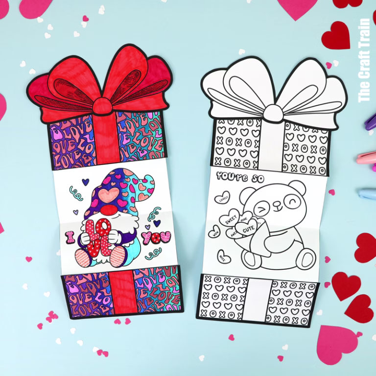 Valentine's Day present surprise card with printable template two versions