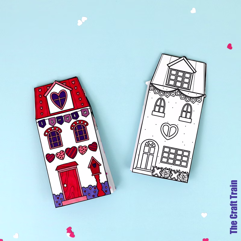 Folded version of valentines paper village