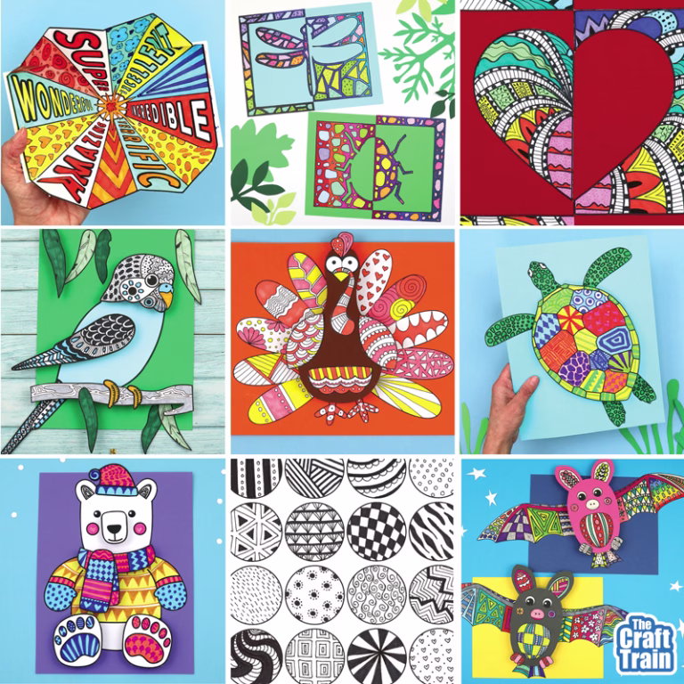 Pattern art activities and printable crafts for kids