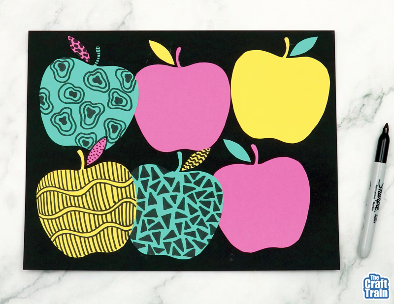 Pattern art apple drawing activity for kids