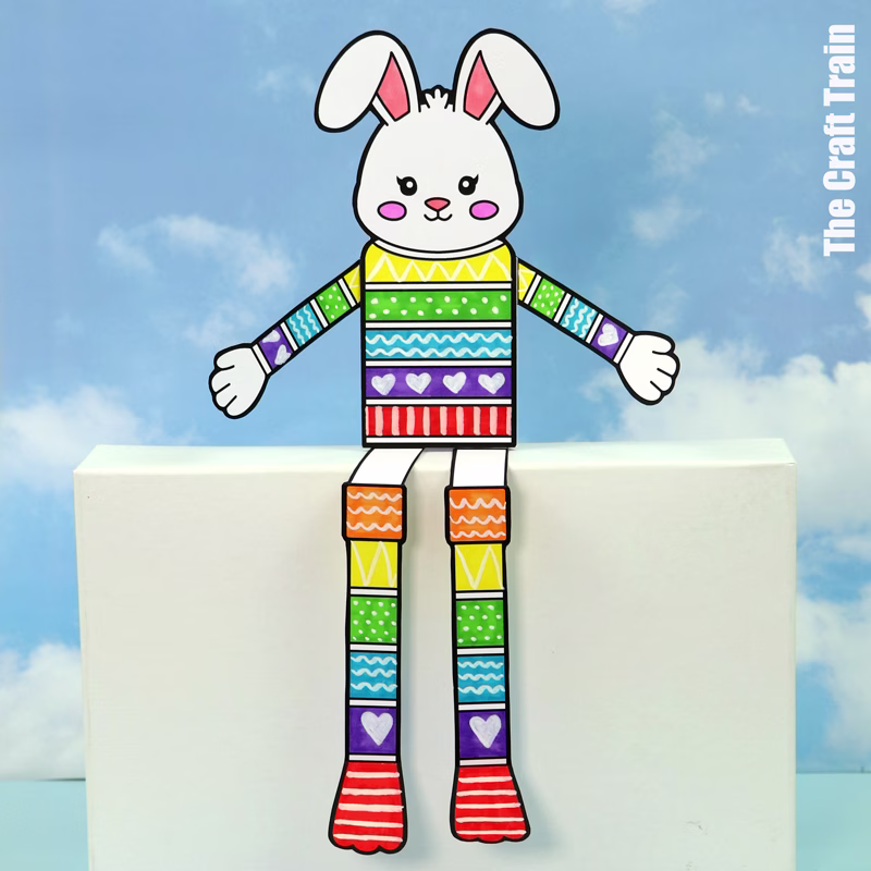Bunny pattern art shelf sitter against cloud background