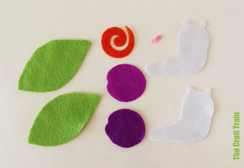Felt snail sewing craft for kids - steps