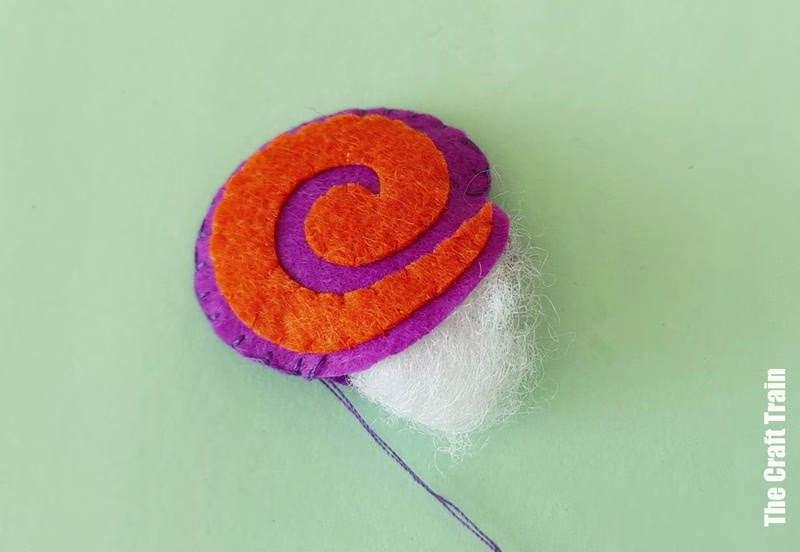 Felt snail sewing craft for kids - steps