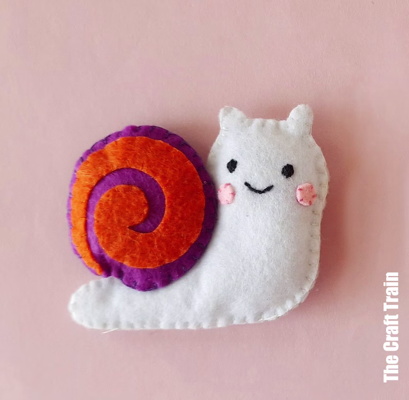 Felt snail sewing craft for kids