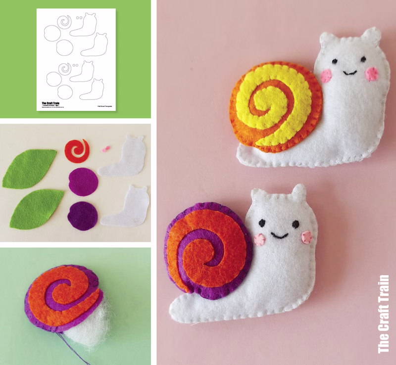 Felt snail sewing craft for kids
