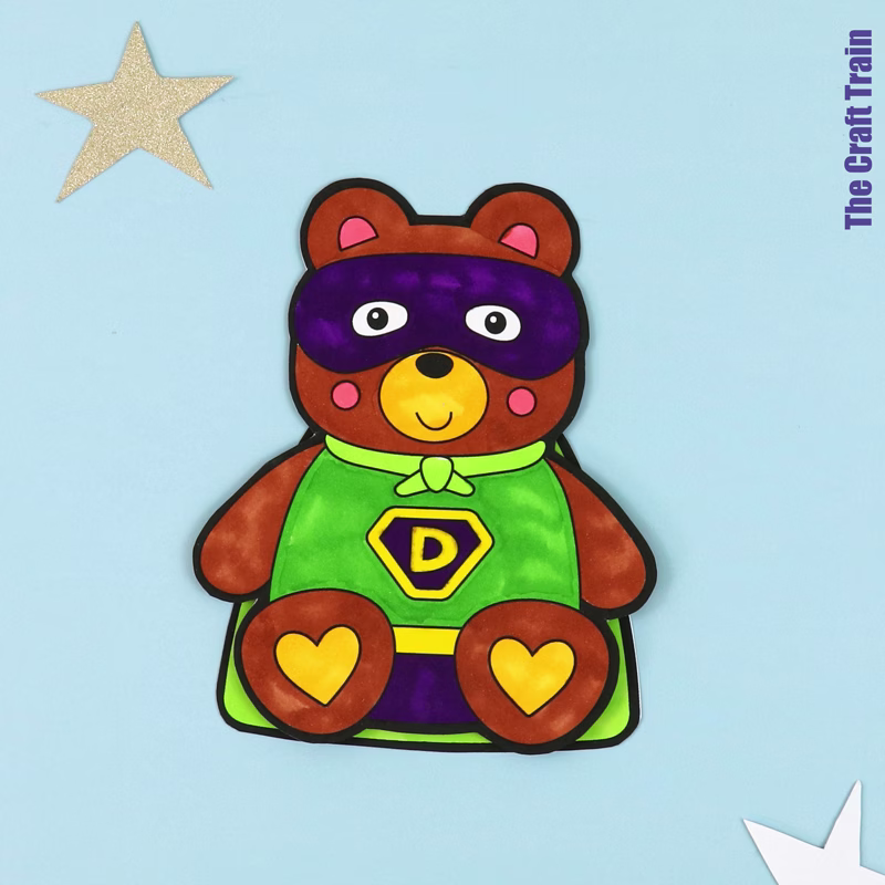 Super Bear Father's Day Card for kids