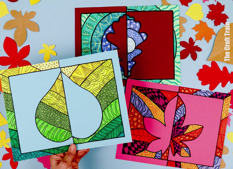 Leaf Positive Negative art project with three example artworks