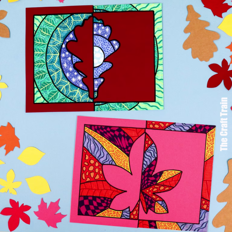 Leaf Positive Negative art project with three example artworks