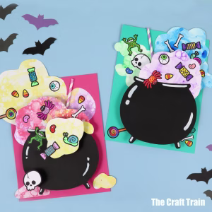 3D Bubble Art Cauldron collage art for kids