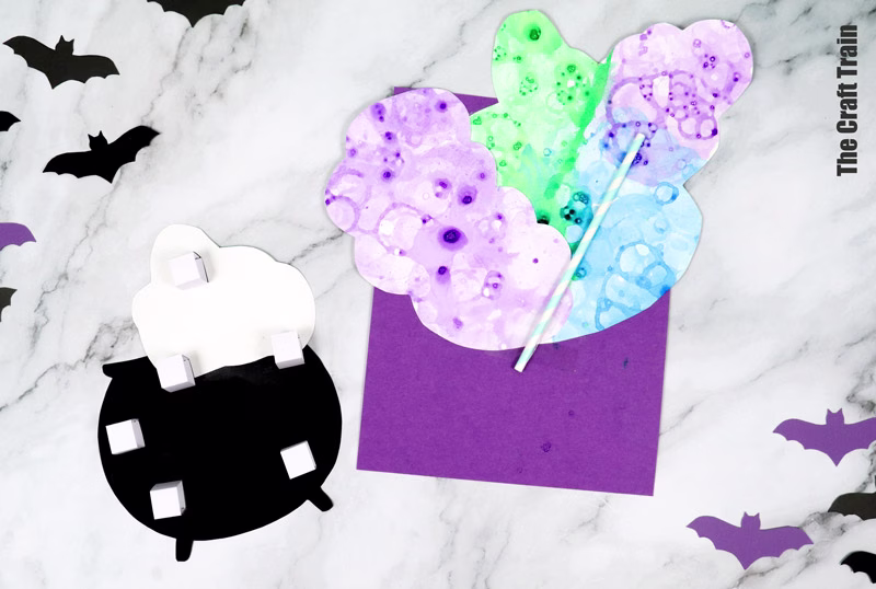 Cauldron bubble art collage steps