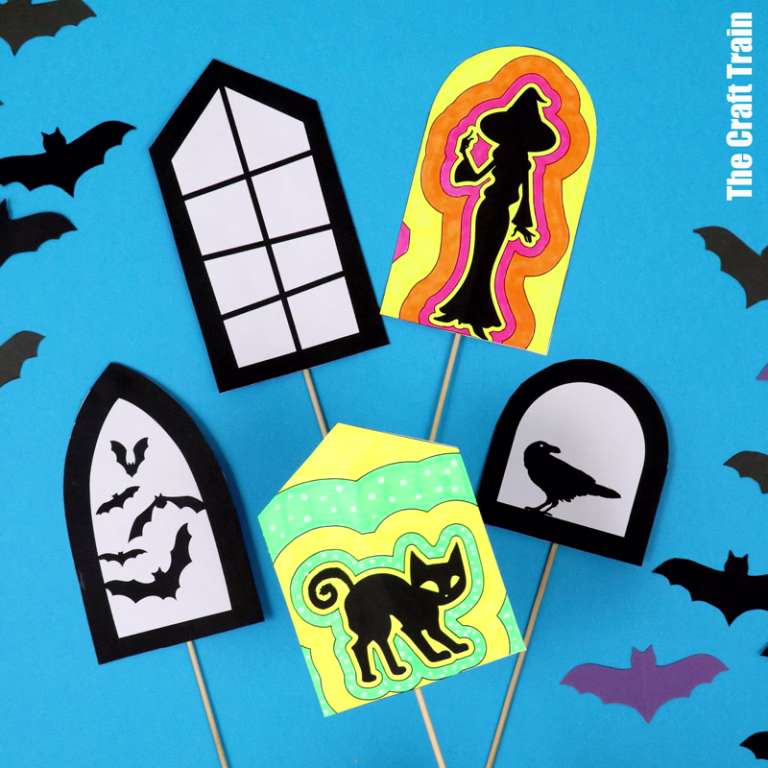 Halloween Thaumatrope window craft. There are 5 Haloween-themed silhouette window opticak illusions to print and make. Spin the thaumatrope to create the illusion of a window scene