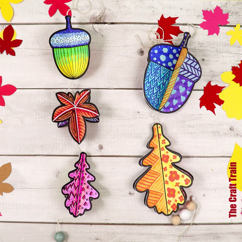 Pattern art acorn and leaf wind spinner